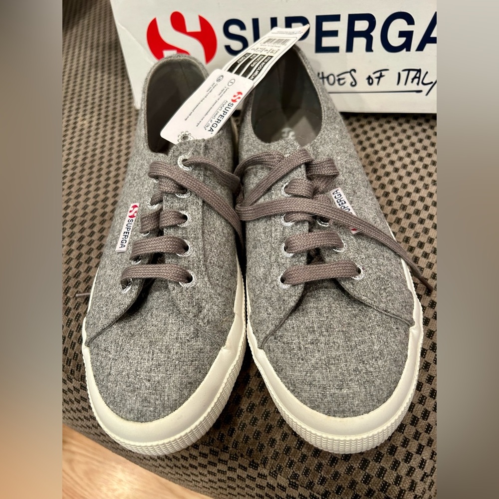NWT Superga Grey Wool Sneakers